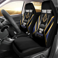 Personalized Prince Hall Freemasonry Car Seat Cover Royal Blue Gold Masonic Geometric Legacy Graphic