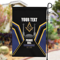 Personalized Prince Hall Freemasonry Garden Flag Royal Blue Gold Masonic Geometric Legacy Graphic