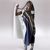 Personalized Prince Hall Freemasonry Hooded Blanket Royal Blue Gold Masonic Geometric Legacy Graphic