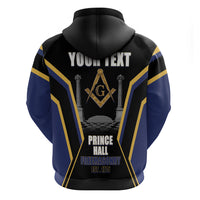 Personalized Prince Hall Freemasonry Hoodie Royal Blue Gold Masonic Geometric Legacy Graphic