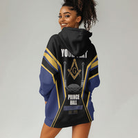 Personalized Prince Hall Freemasonry Hoodie Dress Royal Blue Gold Masonic Geometric Legacy Graphic