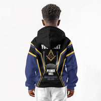 Personalized Prince Hall Freemasonry Kid Hoodie Royal Blue Gold Masonic Geometric Legacy Graphic
