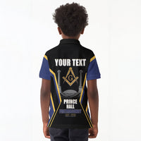 Personalized Prince Hall Freemasonry Kid Polo Shirt Royal Blue Gold Masonic Geometric Legacy Graphic