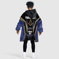 Personalized Prince Hall Freemasonry Kid Wearable Blanket Hoodie Royal Blue Gold Masonic Geometric Legacy Graphic