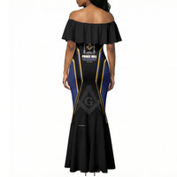 Personalized Prince Hall Freemasonry Mermaid Dress Royal Blue Gold Masonic Geometric Legacy Graphic