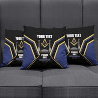 Personalized Prince Hall Freemasonry Pillow Cover Royal Blue Gold Masonic Geometric Legacy Graphic