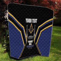 Personalized Prince Hall Freemasonry Quilt Royal Blue Gold Masonic Geometric Legacy Graphic