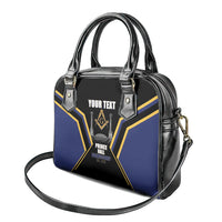 Personalized Prince Hall Freemasonry Shoulder Handbag Royal Blue Gold Masonic Geometric Legacy Graphic