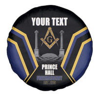 Personalized Prince Hall Freemasonry Spare Tire Cover Royal Blue Gold Masonic Geometric Legacy Graphic