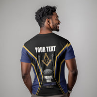 Personalized Prince Hall Freemasonry T shirt Royal Blue Gold Masonic Geometric Legacy Graphic