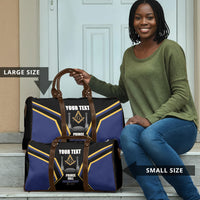Personalized Prince Hall Freemasonry Travel Bag Royal Blue Gold Masonic Geometric Legacy Graphic