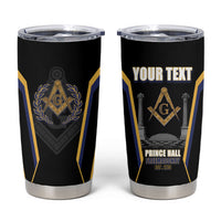 Personalized Prince Hall Freemasonry Tumbler Cup Royal Blue Gold Masonic Geometric Legacy Graphic