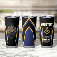 Personalized Prince Hall Freemasonry Tumbler Cup Royal Blue Gold Masonic Geometric Legacy Graphic