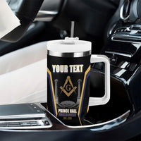 Personalized Prince Hall Freemasonry Tumbler With Handle Royal Blue Gold Masonic Geometric Legacy Graphic