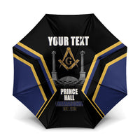 Personalized Prince Hall Freemasonry Umbrella Royal Blue Gold Masonic Geometric Legacy Graphic