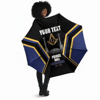 Personalized Prince Hall Freemasonry Umbrella Royal Blue Gold Masonic Geometric Legacy Graphic