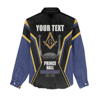 Personalized Prince Hall Freemasonry Women Casual Shirt Royal Blue Gold Masonic Geometric Legacy Graphic