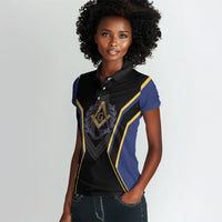 Personalized Prince Hall Freemasonry Women Polo Shirt Royal Blue Gold Masonic Geometric Legacy Graphic