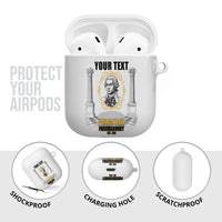 Personalized Prince Hall Freemasonry AirPods Case Masonic Square And Compass Vintage Gold Pillar Illustration