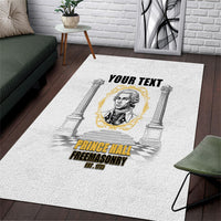 Personalized Prince Hall Freemasonry Area Rug Masonic Square And Compass Vintage Gold Pillar Illustration