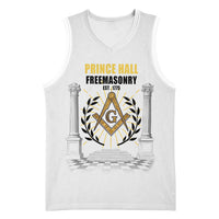 Personalized Prince Hall Freemasonry Basketball Jersey Masonic Square And Compass Vintage Gold Pillar Illustration