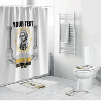 Personalized Prince Hall Freemasonry Bathroom Set Masonic Square And Compass Vintage Gold Pillar Illustration