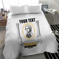 Personalized Prince Hall Freemasonry Bedding Set Masonic Square And Compass Vintage Gold Pillar Illustration