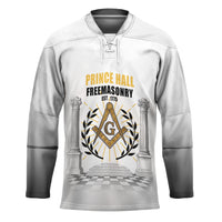 Personalized Prince Hall Freemasonry Hockey Jersey Masonic Square And Compass Vintage Gold Pillar Illustration