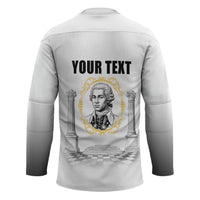 Personalized Prince Hall Freemasonry Hockey Jersey Masonic Square And Compass Vintage Gold Pillar Illustration
