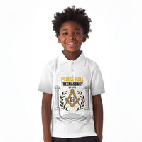 Personalized Prince Hall Freemasonry Kid Polo Shirt Masonic Square And Compass Vintage Gold Pillar Illustration
