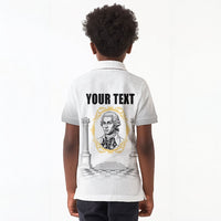 Personalized Prince Hall Freemasonry Kid Polo Shirt Masonic Square And Compass Vintage Gold Pillar Illustration
