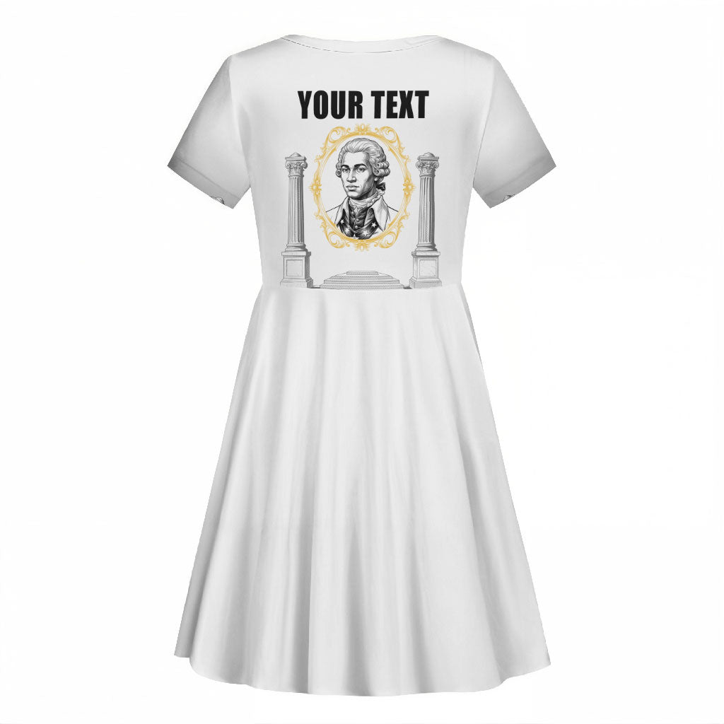 Personalized Prince Hall Freemasonry Kid Short Sleeve Dress Masonic Square And Compass Vintage Gold Pillar Illustration