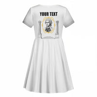 Personalized Prince Hall Freemasonry Kid Short Sleeve Dress Masonic Square And Compass Vintage Gold Pillar Illustration