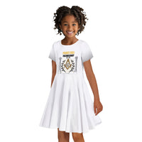 Personalized Prince Hall Freemasonry Kid Short Sleeve Dress Masonic Square And Compass Vintage Gold Pillar Illustration