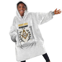 Personalized Prince Hall Freemasonry Kid Wearable Blanket Hoodie Masonic Square And Compass Vintage Gold Pillar Illustration