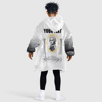 Personalized Prince Hall Freemasonry Kid Wearable Blanket Hoodie Masonic Square And Compass Vintage Gold Pillar Illustration