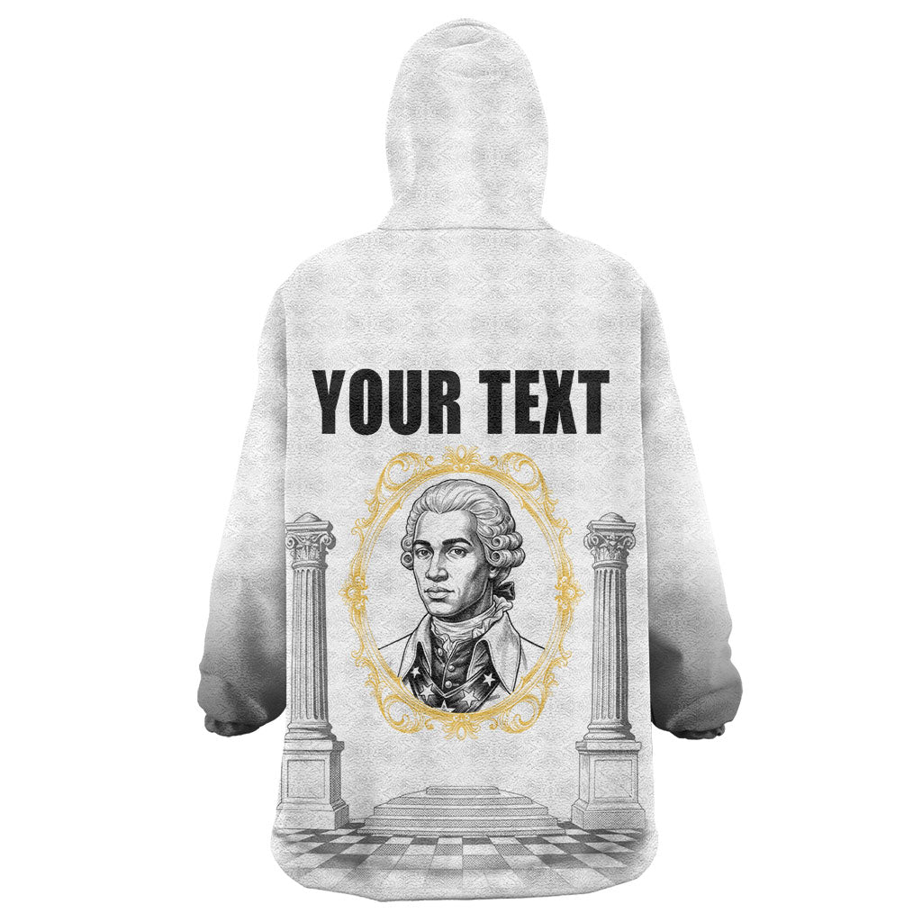 Personalized Prince Hall Freemasonry Kid Wearable Blanket Hoodie Masonic Square And Compass Vintage Gold Pillar Illustration