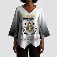 Personalized Prince Hall Freemasonry Kimono Sleeve Blouse Masonic Square And Compass Vintage Gold Pillar Illustration