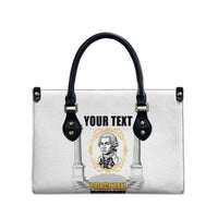Personalized Prince Hall Freemasonry Leather Bag Masonic Square And Compass Vintage Gold Pillar Illustration