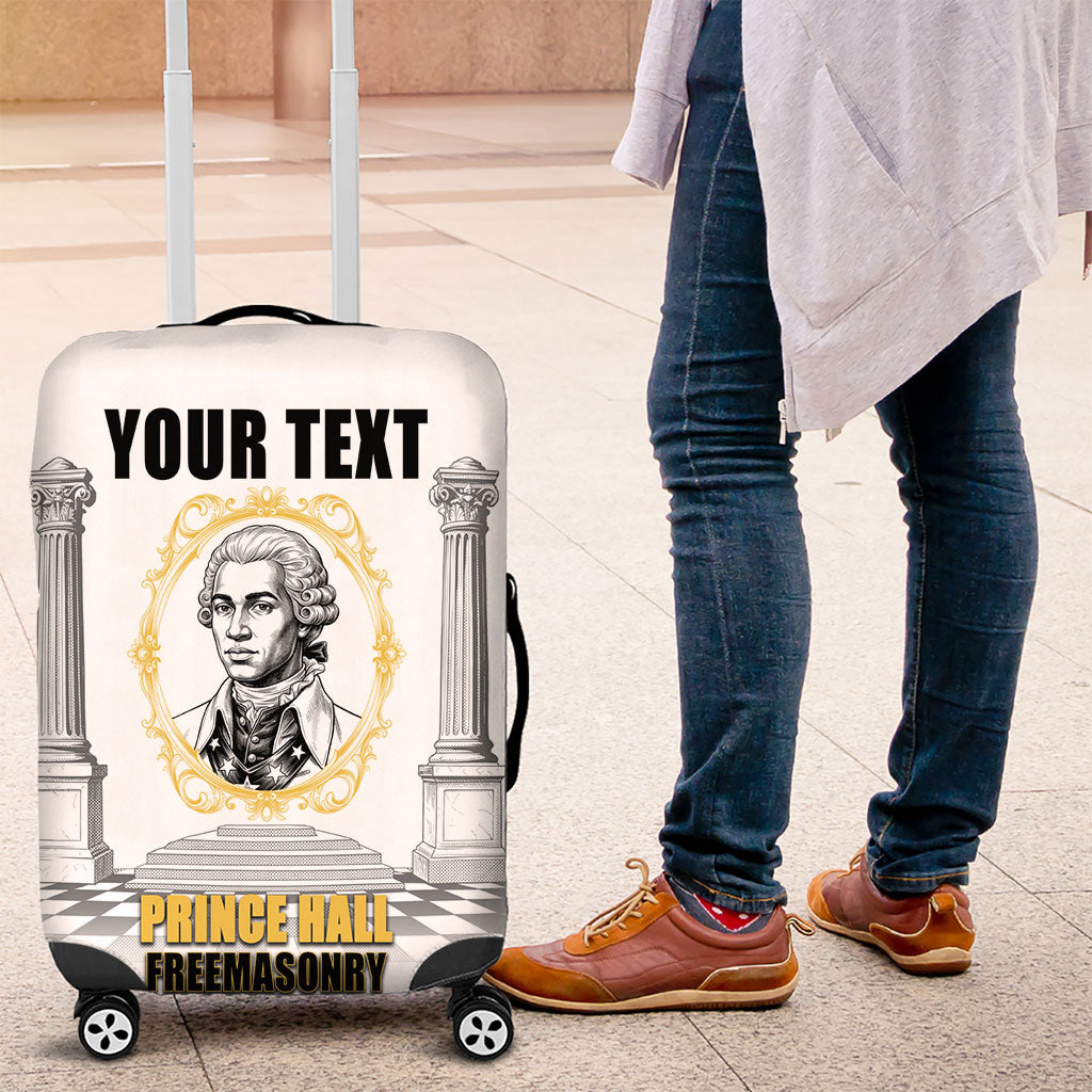 Personalized Prince Hall Freemasonry Luggage Cover Masonic Square And Compass Vintage Gold Pillar Illustration