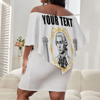 Personalized Prince Hall Freemasonry Off Shoulder Short Dress Masonic Square And Compass Vintage Gold Pillar Illustration