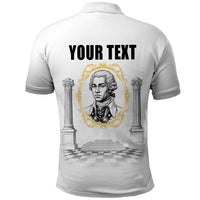 Personalized Prince Hall Freemasonry Polo Shirt Masonic Square And Compass Vintage Gold Pillar Illustration
