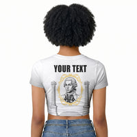 Personalized Prince Hall Freemasonry Raglan Cropped T shirt Masonic Square And Compass Vintage Gold Pillar Illustration