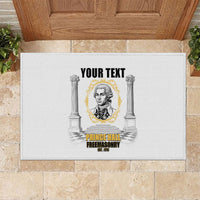 Personalized Prince Hall Freemasonry Rubber Doormat Masonic Square And Compass Vintage Gold Pillar Illustration