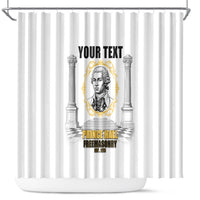 Personalized Prince Hall Freemasonry Shower Curtain Masonic Square And Compass Vintage Gold Pillar Illustration