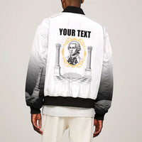 Personalized Prince Hall Freemasonry Sleeve Zip Bomber Jacket Masonic Square And Compass Vintage Gold Pillar Illustration