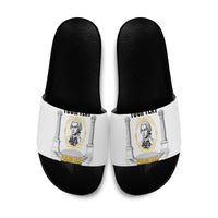 Personalized Prince Hall Freemasonry Slide Sandals Masonic Square And Compass Vintage Gold Pillar Illustration