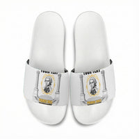 Personalized Prince Hall Freemasonry Slide Sandals Masonic Square And Compass Vintage Gold Pillar Illustration