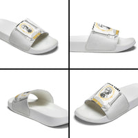 Personalized Prince Hall Freemasonry Slide Sandals Masonic Square And Compass Vintage Gold Pillar Illustration