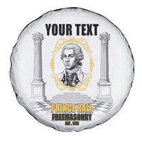 Personalized Prince Hall Freemasonry Spare Tire Cover Masonic Square And Compass Vintage Gold Pillar Illustration